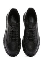 Sneaker Lëkure e Zezë me Lidhëse për Burra - Image 6