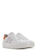 Sneaker Lëkure e Bardhë me Lidhëse e Trashë me Tabane për Femra - Image 3