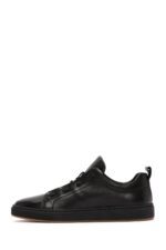 Sneaker Lëkure e Zezë me Lidhëse për Burra - Image 6