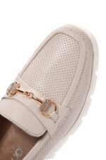 Loafer Lëkure Krem me Kopsë Comfort për Femra - Image 10