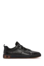 Sneaker Lëkure e Zezë me Lidhëse për Burra - Image 3