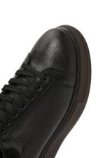 Sneaker Lëkure e Zezë me Lidhëse e Trashë me Tabane për Burra - Image 9