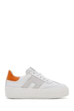 Sneaker Lëkure e Bardhë me Lidhëse e Trashë me Tabane për Femra