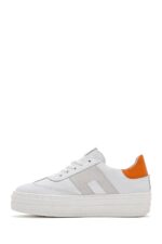 Sneaker Lëkure e Bardhë me Lidhëse e Trashë me Tabane për Femra - Image 4
