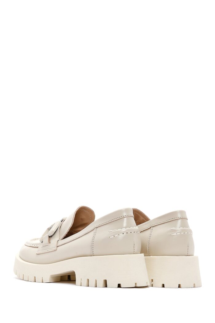 Loafer Lëkure Krem Maskulin për Femra - Image 5