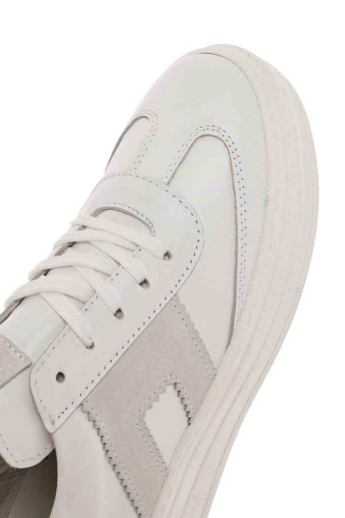 Sneaker Lëkure e Bardhë me Lidhëse e Trashë me Tabane për Femra - Image 9