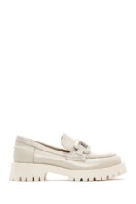 Loafer Lëkure Krem Maskulin për Femra