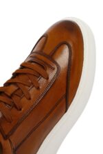 Sneaker Lëkure Tabako e Trashë me Tabane me Lidhëse për Burra - Image 9