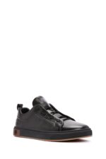 Sneaker Lëkure e Zezë me Lidhëse për Burra - Image 17