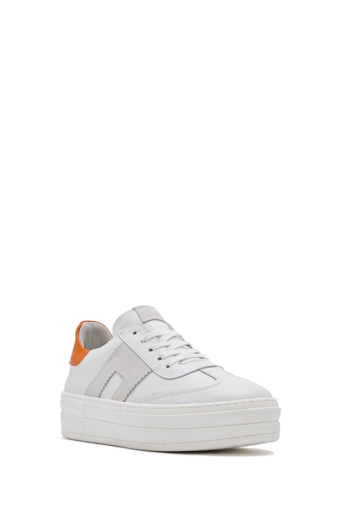 Sneaker Lëkure e Bardhë me Lidhëse e Trashë me Tabane për Femra - Image 7