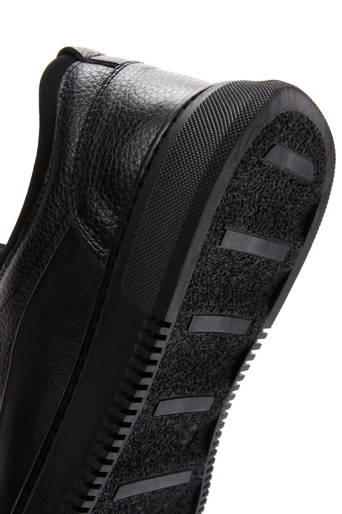 Sneaker Lëkure e Zezë me Lidhëse për Burra - Image 8