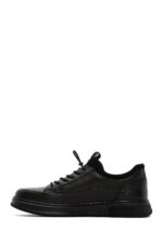 Sneaker Lëkure e Zezë me Lidhëse për Burra - Image 2