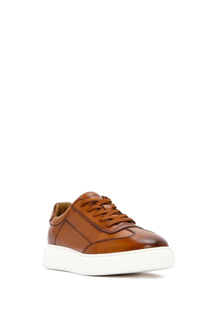 Sneaker Lëkure Tabako e Trashë me Tabane me Lidhëse për Burra - Image 6