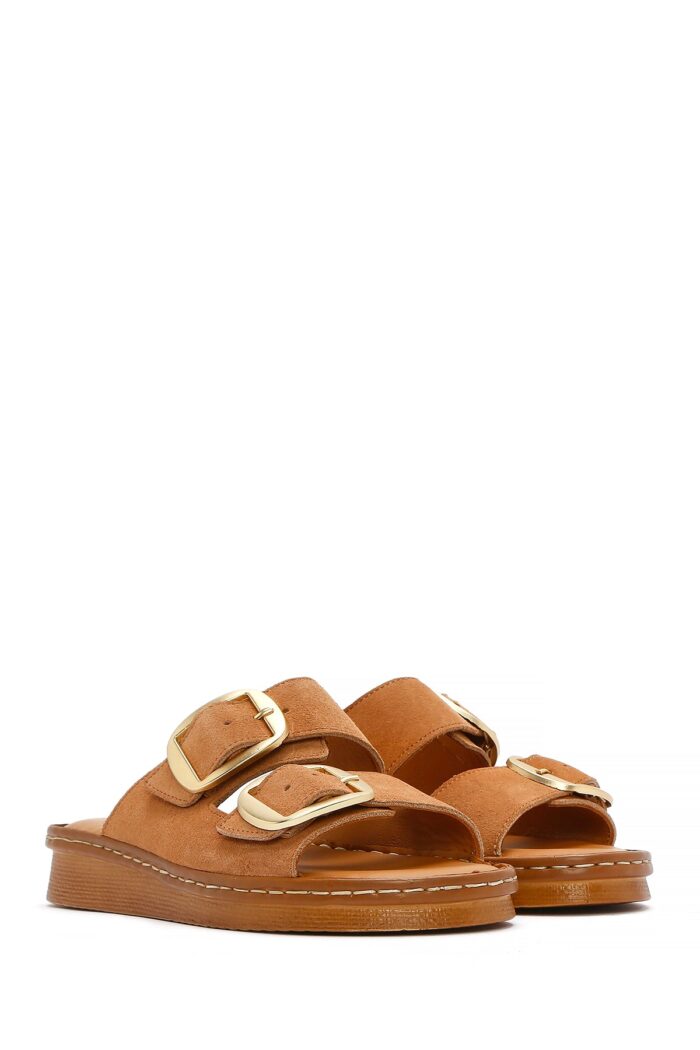 Pantofla Lëkure me Kopsë Comfort për Femra - Image 3