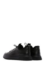Sneaker Lëkure e Zezë me Lidhëse për Burra - Image 5