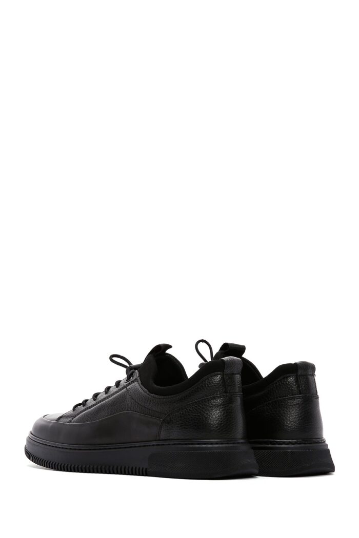 Sneaker Lëkure e Zezë me Lidhëse për Burra - Image 5
