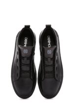 Sneaker Lëkure e Zezë me Lidhëse për Burra - Image 21
