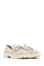 Loafer Lëkure Krem Maskulin për Femra - Image 3